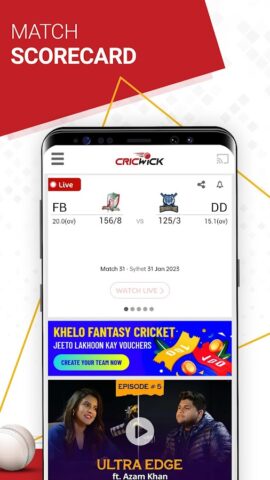 Cricwick — Live Cricket Scores для Android