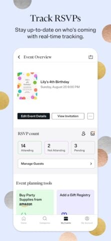 Android 版 Evite: Email & SMS Invitations