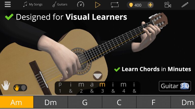 Guitar 3D – Hợp âm cơ bản cho Android