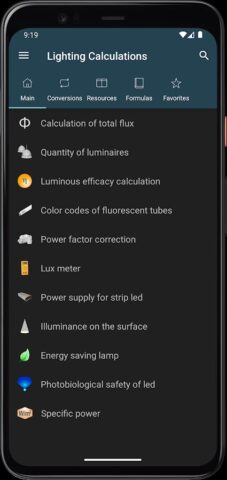 Cálculos de Iluminação para Android