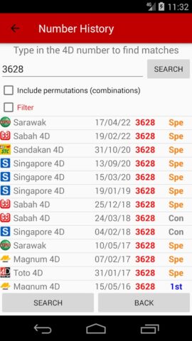 Live 4D Results (MY & SG) для Android — скриншот 5