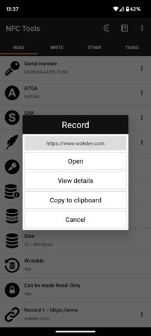 NFC Tools для Android — скриншот 2
