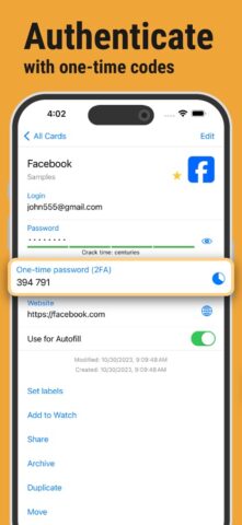 iOS용 SafeInCloud2: Passwords & MFA