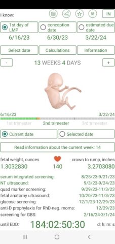 Календарь беременности и родов для Android — скриншот 2