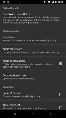 Android için SoundWire – Audio Streaming