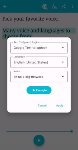 Talk: Text to Voice per Android