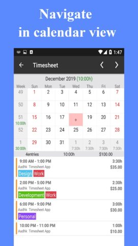 Arbeitszeittabelle Arbeitszeit für Android