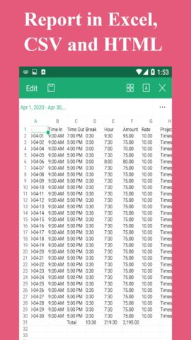 Parte de horas – Horas trabajo para Android