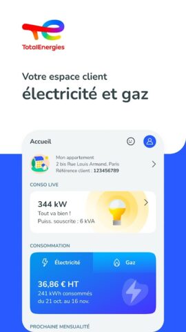 TotalEnergies Electricité&Gaz для Android — скриншот 1