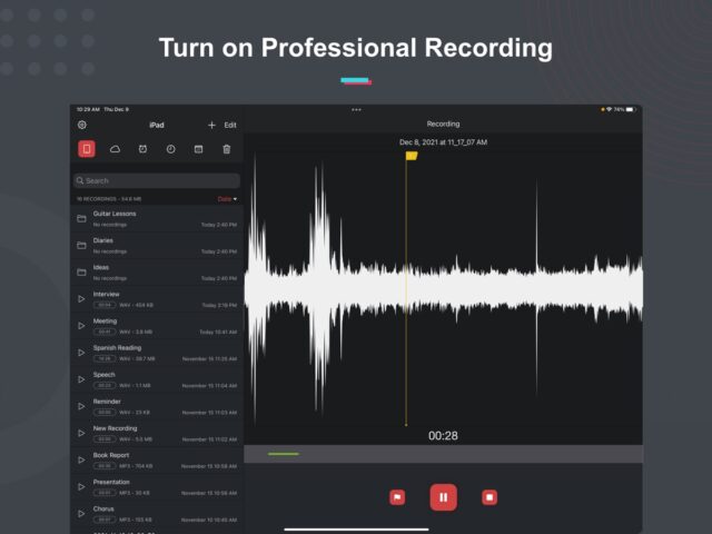 Grabadora de Voz Pro – Audio para iOS