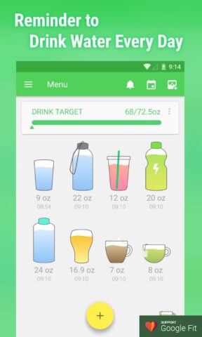 Bere acqua promemoria per Android