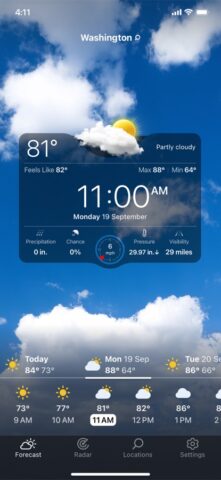iOS용 실시간 날씨 – 지역 예보