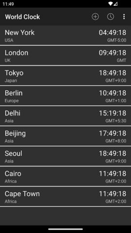 Мировое время & виджет для Android — скриншот 2