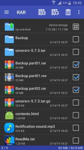 RAR для Android — скриншот 1
