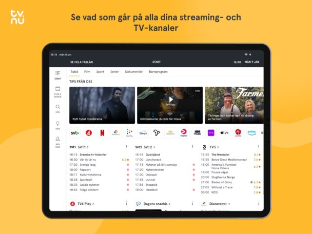 tv.nu: Streaming, TV & tablå para iOS