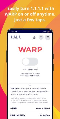 1.1.1.1 + WARP: Safer Internet สำหรับ Android