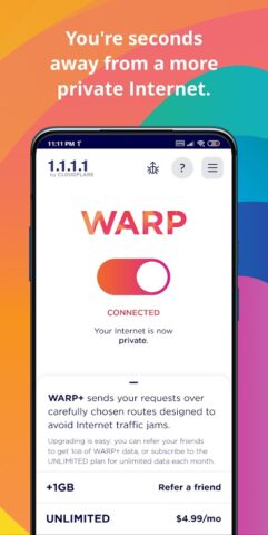 1.1.1.1 + WARP: Safer Internet for Android