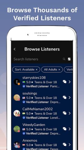 Android 版 7 Cups – 焦慮與抑鬱和壓力聊天和自助