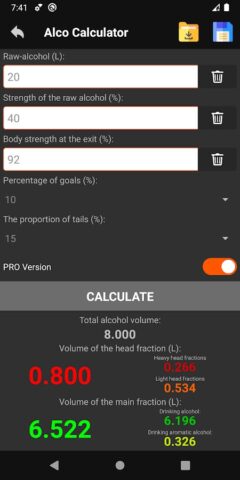 Alco Calculator for moonshiner لنظام Android