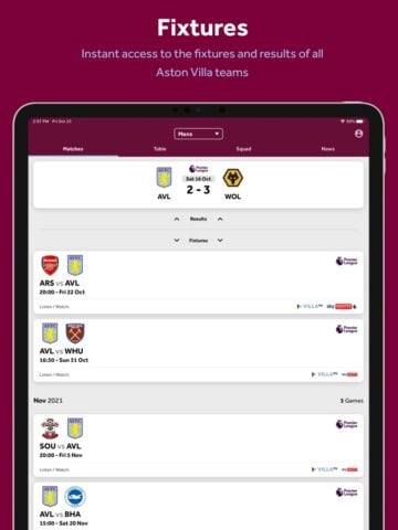 Aston Villa FC para iOS