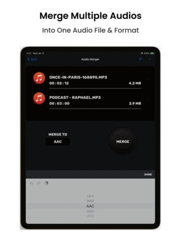 iOS için Audio Cutter Converter Merger