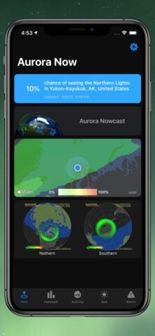 iOS 版 Aurora Forecast.