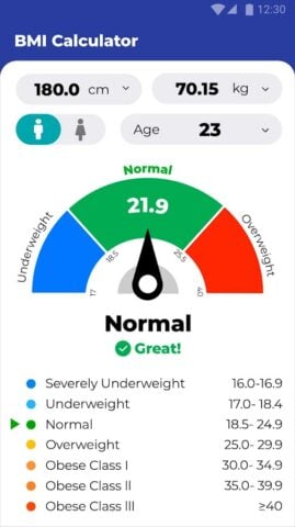 Android용 BMI 계산기 – 체질량지수 계산기 & 무게 일기