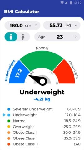 BMI حاسبة – الوزن المثالي لنظام Android