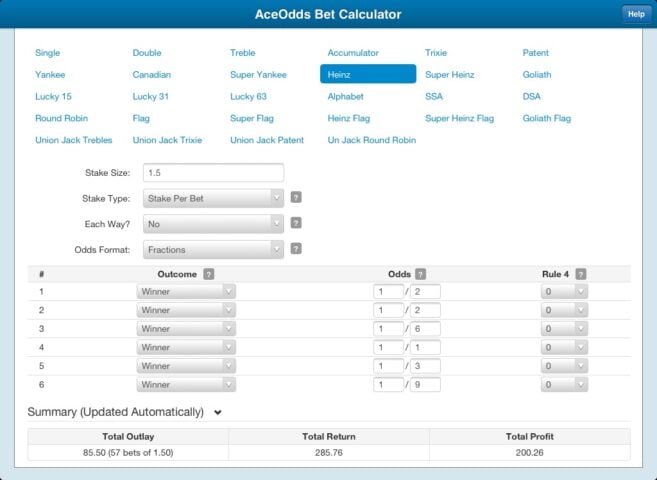 Bet Calculator UK لنظام iOS