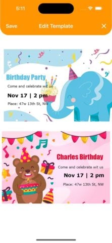 iOS 用 Birthday Invitation