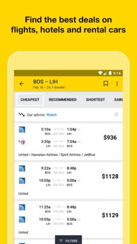 Cheapflights: Flights & Hotels สำหรับ Android