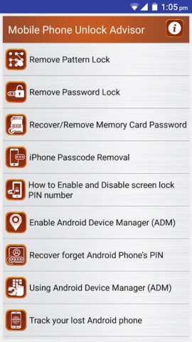 Clear Mobile Password PIN Help для Android — скриншот 1