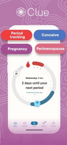 Clue Kalender Menstruasi untuk iOS