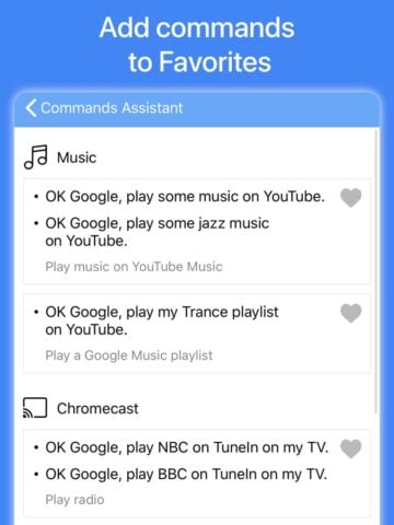 Commands for Google Assistant per iOS