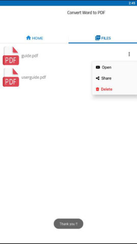 Convert Word to PDF per Android
