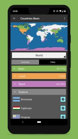 Countries Been: Visited Places para Android