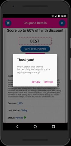 Coupons for Bath & Body Works per Android