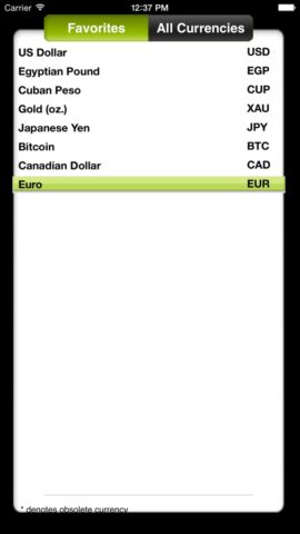 Конвертер валют от OANDA для iOS