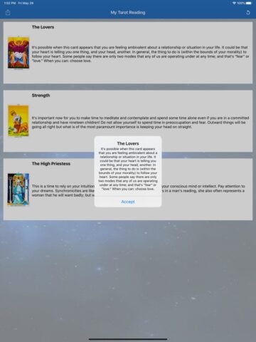قراءة التارو والبطاقات اليومية لنظام iOS