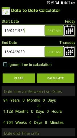 Calculadora de data para Android