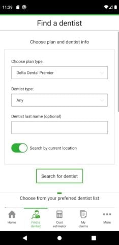 Android 版 Delta Dental Mobile App