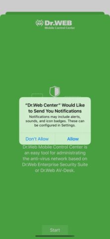 iOS için Dr.Web Mobile Control Center