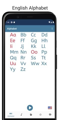 Android 用 英語のアルファベット、音声、テスト、クイズ