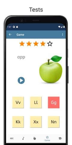 Android 用 英語のアルファベット、音声、テスト、クイズ
