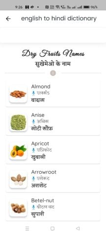 Android için English to Hindi Dictionary