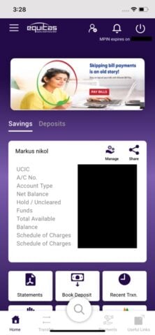 Equitas Mobile Banking per iOS