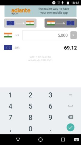 Euro a Rupia India para Android