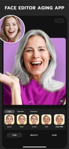 iOS 用 FaceLab: 小顔加工アプリ、 髪型髪色写真編集、女性化