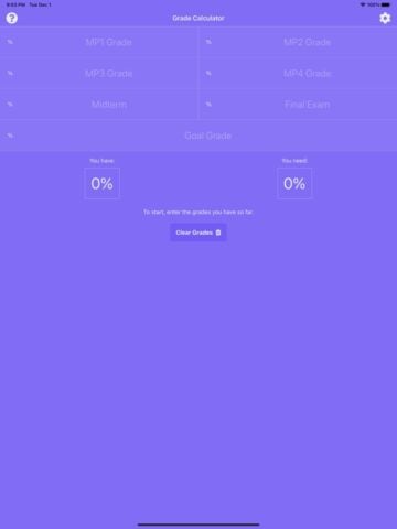 Final Grade Calculator – % لنظام iOS