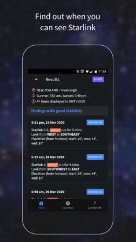 Find Starlink Satellites per Android